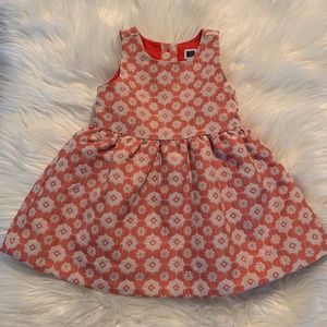 JANIE and JACK - Coral and Gold Brocade Sleeveless Dress NWT (Size 6-12m)